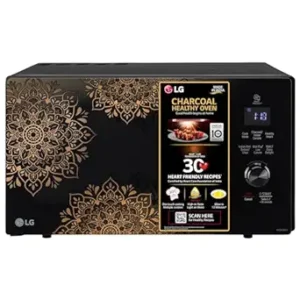 LG 28 L Charcoal Convection Microwave Oven (MJEN286UI, Black, 360° Motorised Rotisserie & Charcoal Lighting Heater)